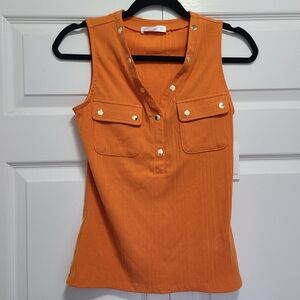 89th & Madison‎ Orange Buttoned Pockets Tank Top OCHRE XS NEW